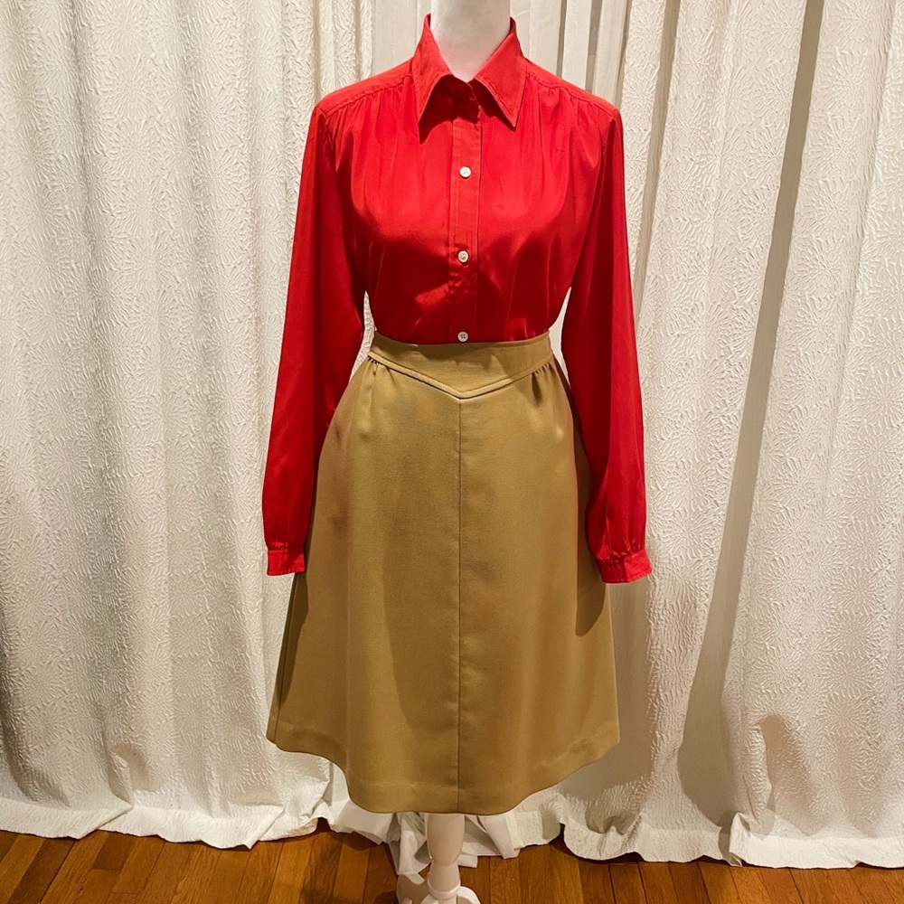 Vintage 70 Inner Visions by Ship n’ Shore Camel High Waisted A-Line Skirt